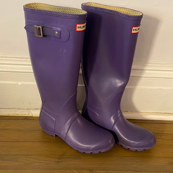 Hunter Women’s Original Tall Gloss Rain Boot- Purple size US 8- EUR 38 - Picture 2 of 5